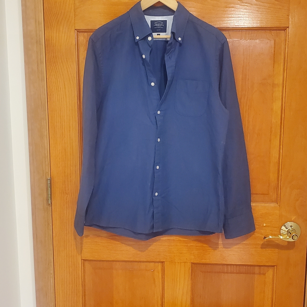 Charles Tyrwhitt Slim Fit Blue Casual Button Down Shirt Versatile Design